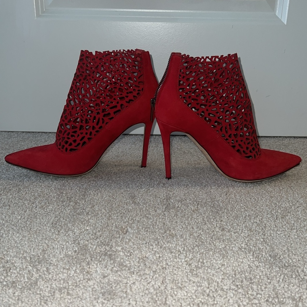 Jimmy Choo Red zip up caged high heels size 37/7